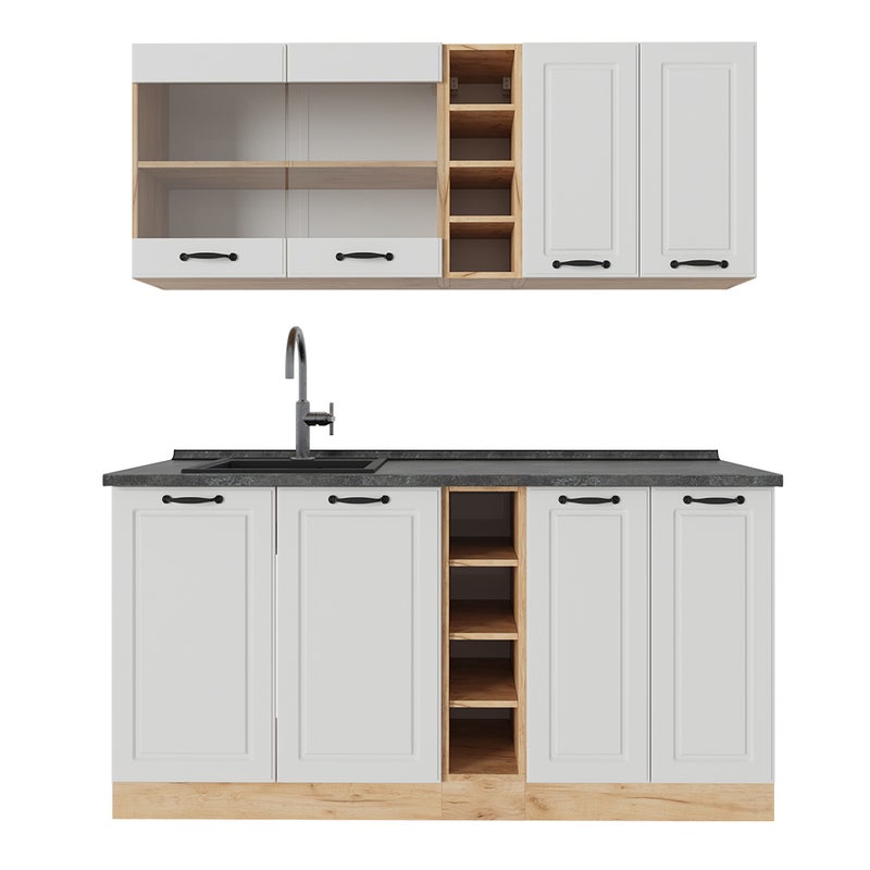 Vicco Pojedyncza kuchnia R-Line, Biały dworek/złoty dąb, 160 cm , BP Antracyt