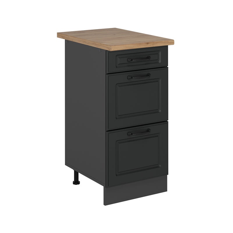 Vicco Szafka dolna do kuchni R-Line, Antracytowy domek wiejski, 40 cm z szufladami, BP Dąb