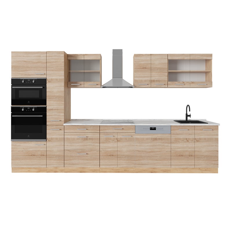 Vicco Kompletna kuchnia R-Line, Dąb Sonoma/Goldkraft, 350 cm , BP Marmur
