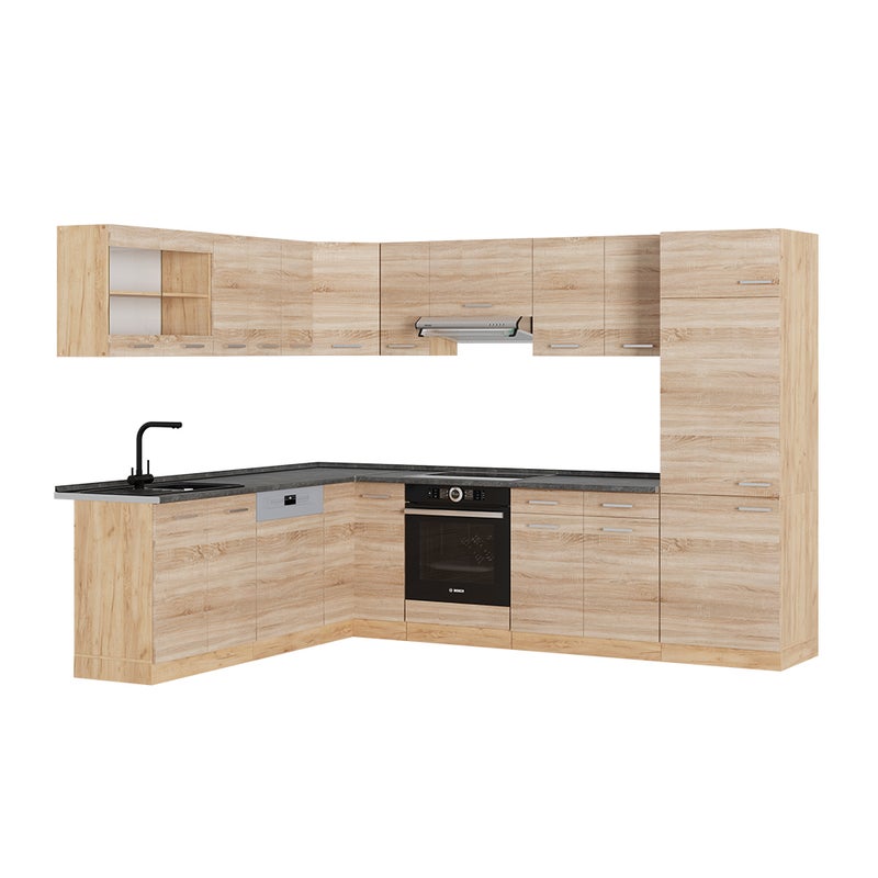 Vicco Kogoszczona kuchnia R-Line, Dąb Sonoma/Goldkraft, 287 x 60 cm , BP Antracyt