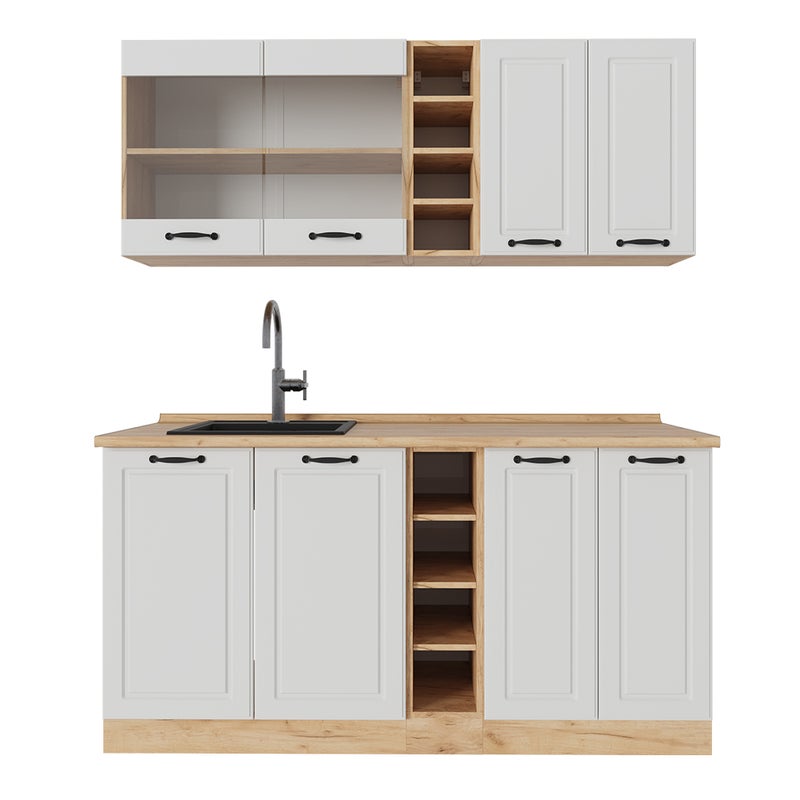 Vicco Kuchnia pojedyncza R-Line, Biały dworek/złoty dąb, 160 cm bez blatu roboczego