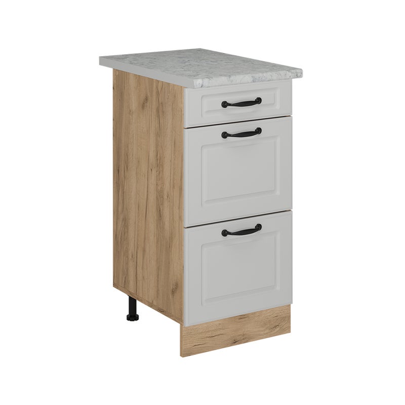 Vicco Szafka dolna do kuchni R-Line, Biały domek wiejski, 40 cm z szufladami, marmur AP