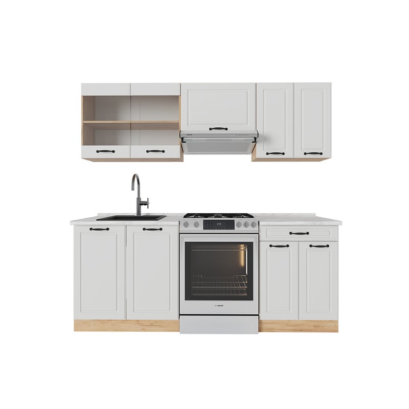 Vicco Aneks kuchenny R-Line, Biały dworek/złoty dąb, 200 cm , BP Marmur