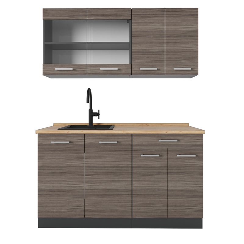 Vicco Pojedyncza kuchnia R-Line, Szlachetny szary/antracyt, 140 cm , BP Dąb