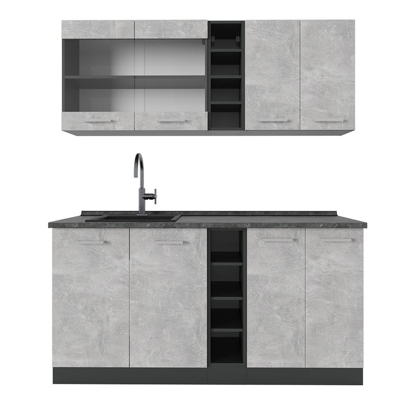 Vicco Pojedyncza kuchnia R-Line, Beton/antracyt, 160 cm , BP Antracyt