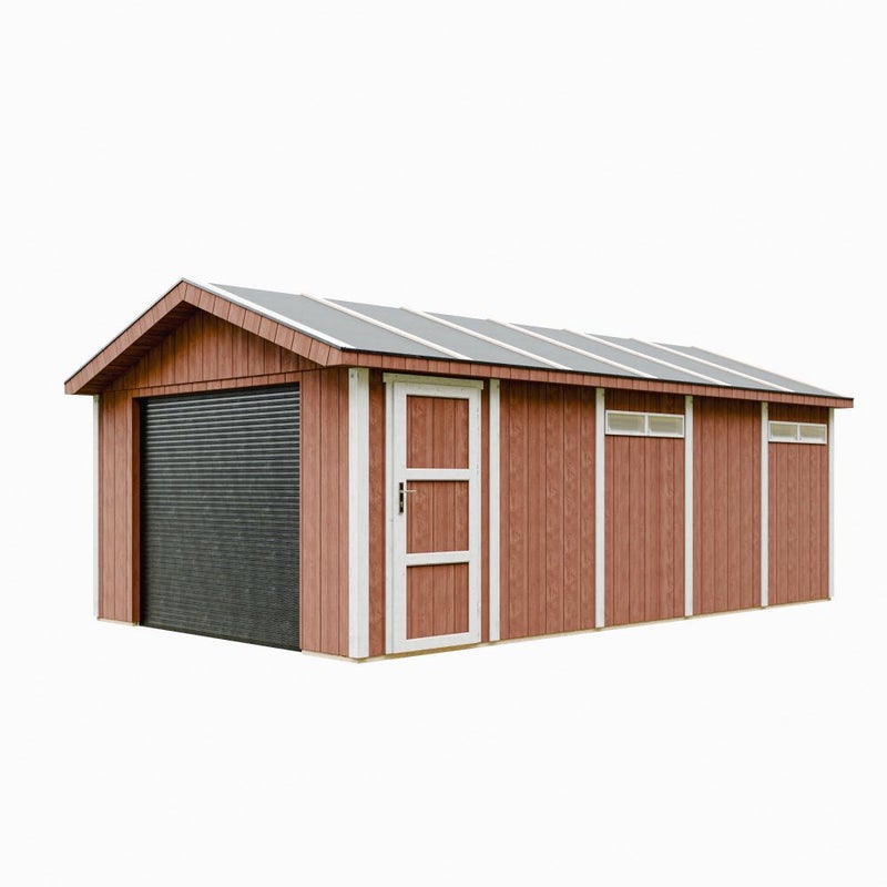 Premium Quality Garage 21 m² - Dł. 378 x szer. 648 cm - Timbela M992B-REDWOOD RED
