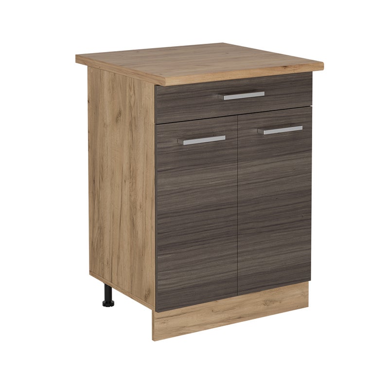 Vicco Szafka dolna do kuchni R-Line, Szlachetna szarość, 60 cm z szufladą, BP Dąb