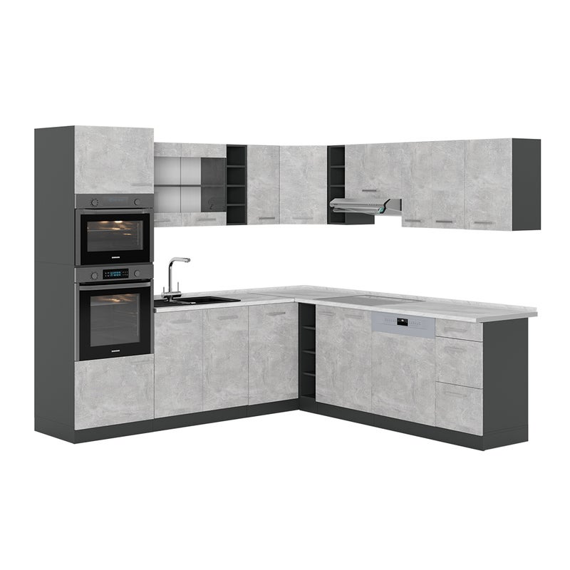Vicco Kuchnia narożna R-Line, Beton/antracyt, 247 x 60 cm , BP Marmur