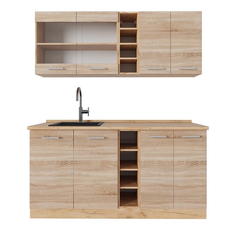 Vicco Kuchnia pojedyncza R-Line, Dąb Sonoma/Goldkraft, 160 cm bez blatu roboczego