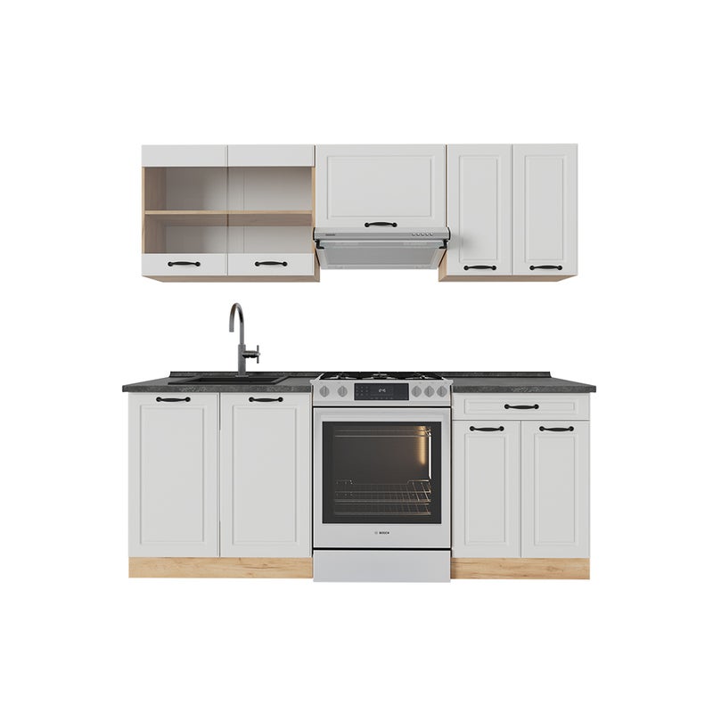 Vicco Aneks kuchenny R-Line, Biały dworek/złoty dąb, 200 cm , BP Antracyt