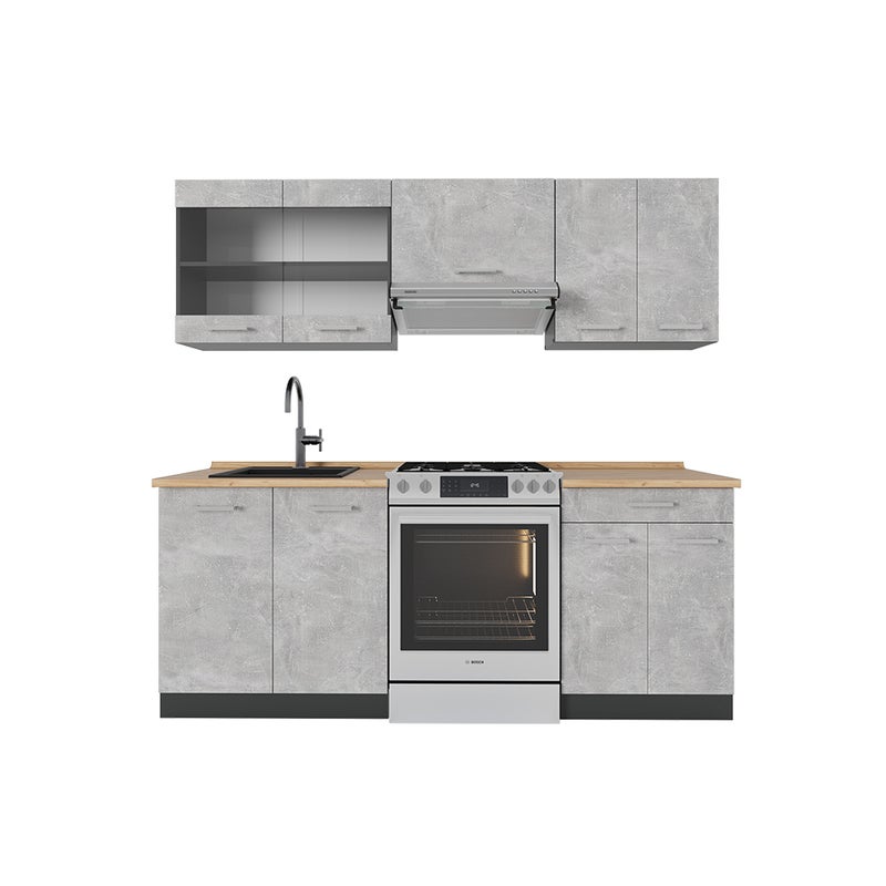 Vicco Aneks kuchenny R-Line, Beton/antracyt, 200 cm , BP Dąb