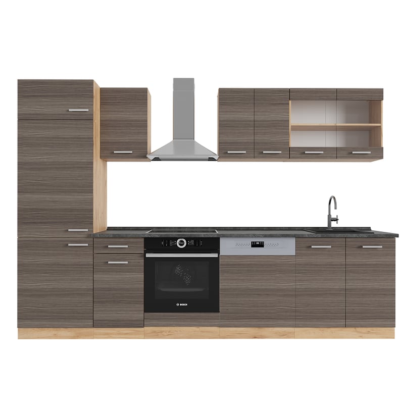 Vicco Aneks kuchenny R-Line, Szlachetny szary/złoty dąb, 300 cm , BP Antracyt