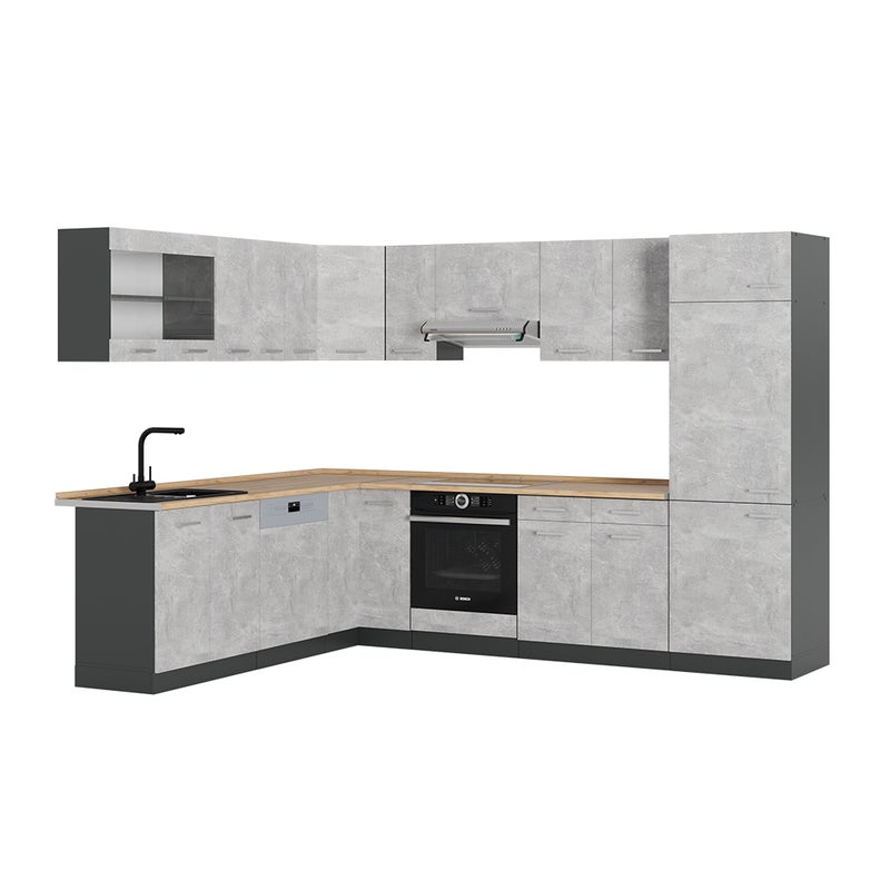 Vicco Kogoszczona kuchnia R-Line, Beton/antracyt, 287 x 46 cm bez blatu roboczego