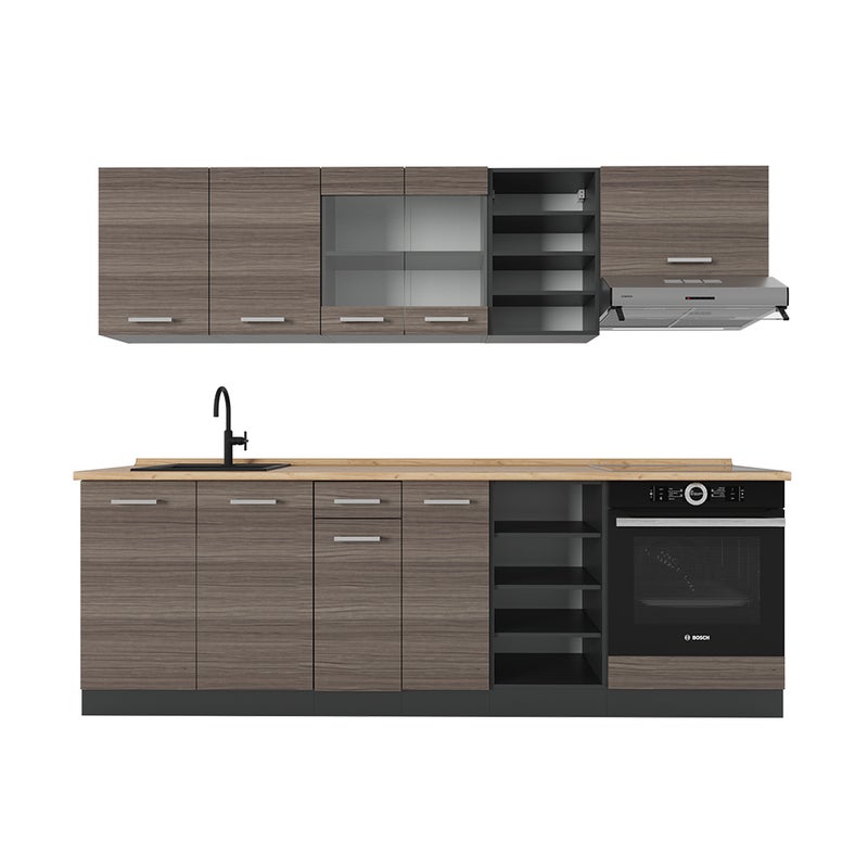 Vicco Zabudowa kuchenna R-Line, Szlachetny szary/antracyt, 240 cm , BP Dąb