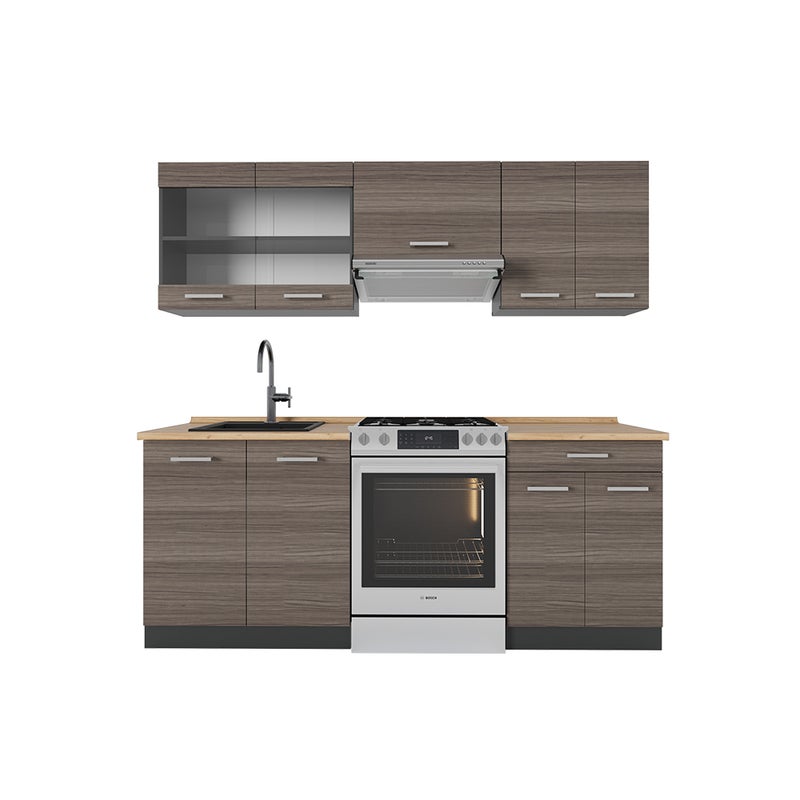 Vicco Aneks kuchenny R-Line, Szlachetny szary/antracyt, 200 cm bez blatu roboczego