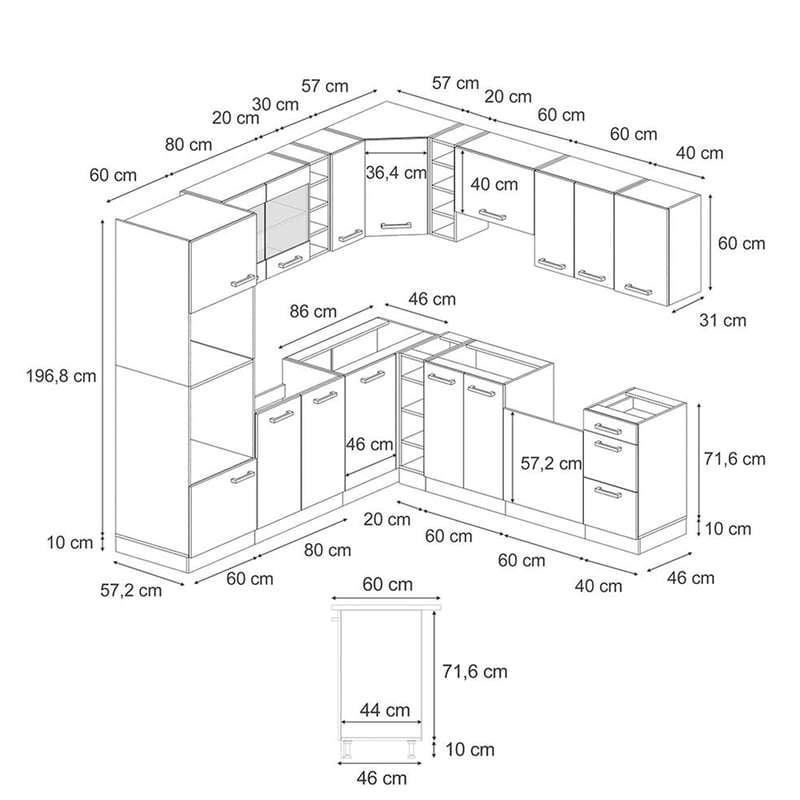 Vicco Kuchnia narożna R-Line, Dąb Sonoma/Goldkraft, 247 x 60 cm , BP Dąb