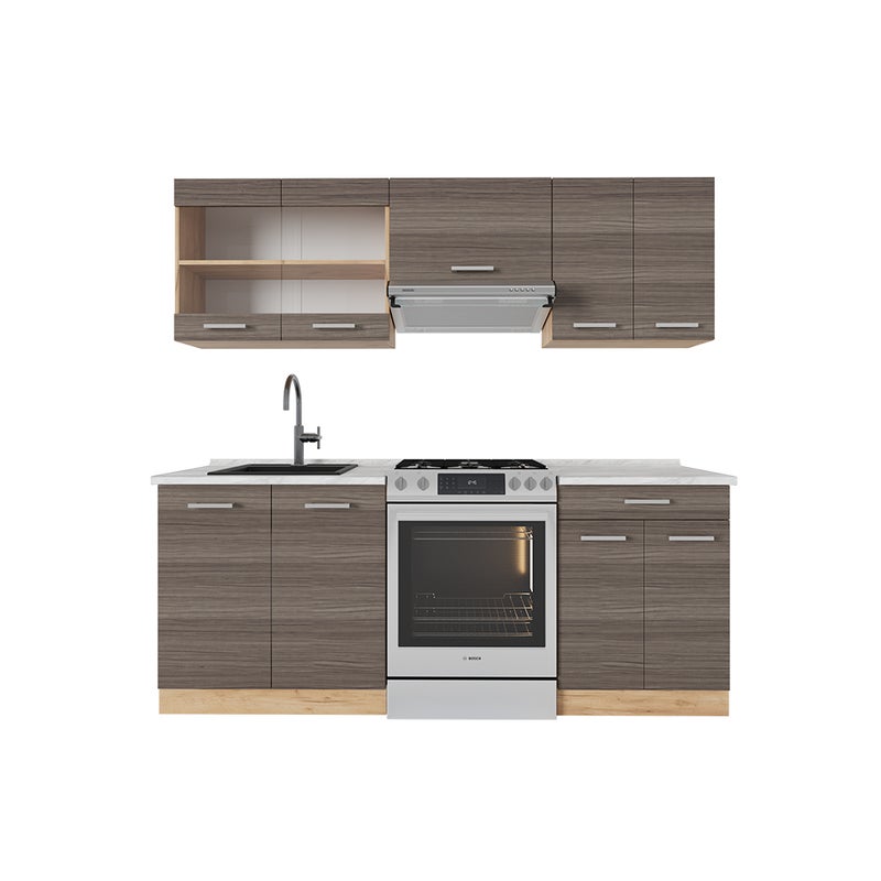 Vicco Aneks kuchenny R-Line, Szlachetny szary/złoty dąb, 200 cm , BP Marmur