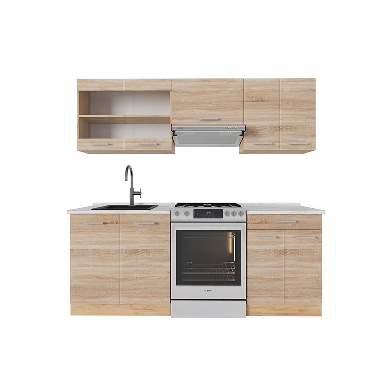 Vicco Aneks kuchenny R-Line, Dąb Sonoma/Goldkraft, 200 cm , BP Marmur