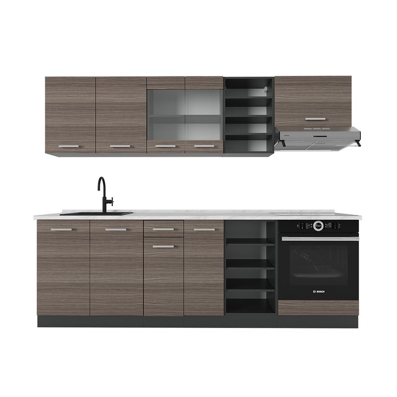 Vicco Zabudowa kuchenna R-Line, Szlachetny szary/antracyt, 240 cm , BP Marmur