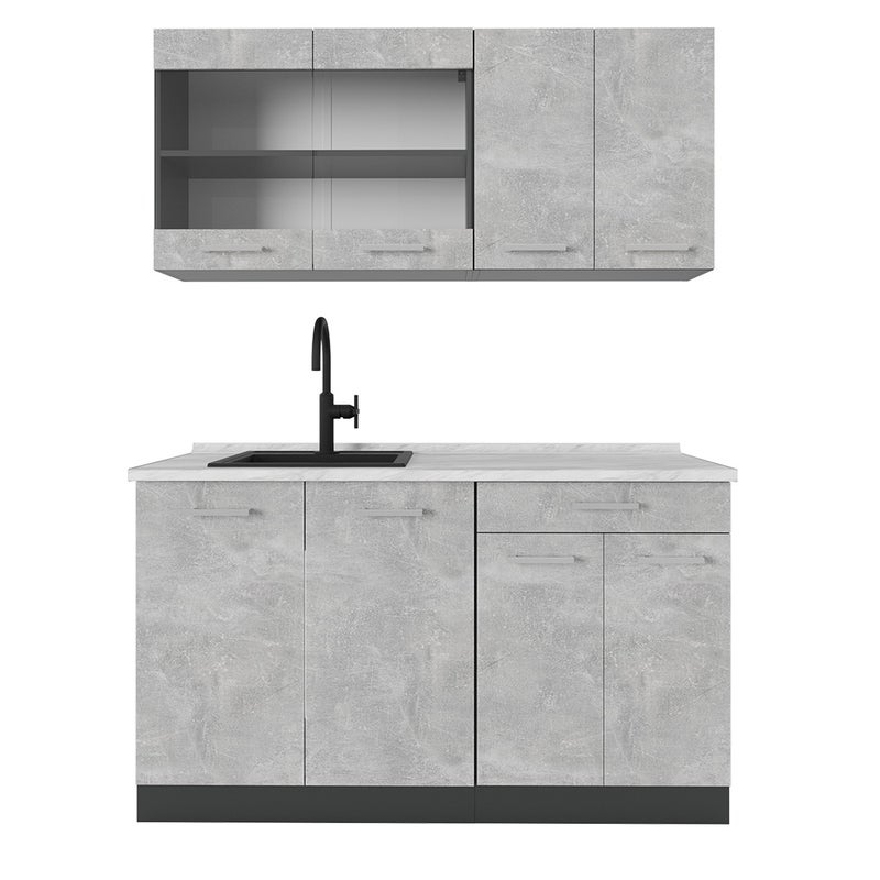 Vicco Pojedyncza kuchnia R-Line, Beton/antracyt, 140 cm , BP Marmur