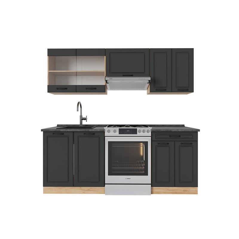 Vicco Aneks kuchenny R-Line, Antracytowy dom wiejski/złoty dąb, 200 cm , BP Antracyt