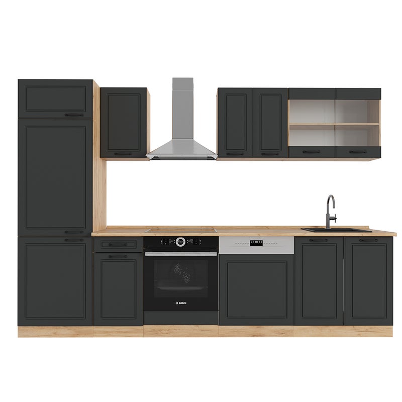 Vicco Aneks kuchenny R-Line, Antracytowy dom wiejski/złoty dąb, 300 cm bez blatu roboczego