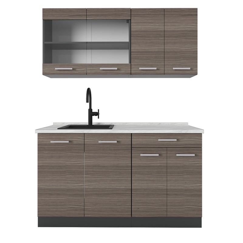 Vicco Pojedyncza kuchnia R-Line, Szlachetny szary/antracyt, 140 cm , BP Marmur