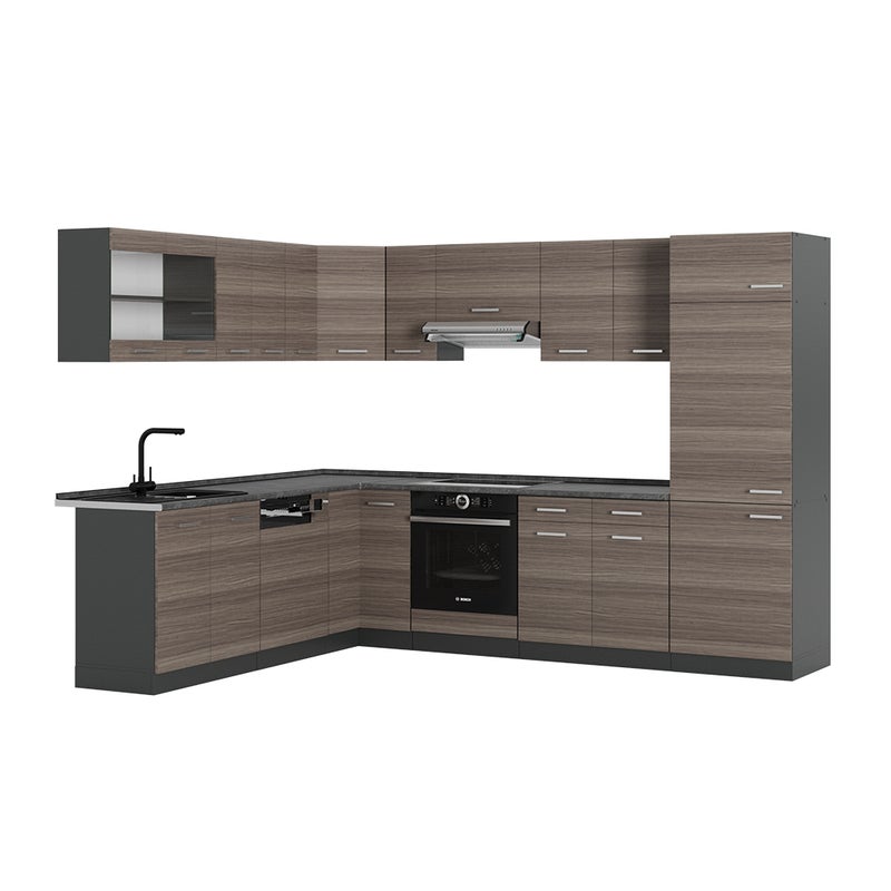 Vicco Kogoszczona kuchnia R-Line, Szlachetny szary/antracyt, 287 x 60 cm , BP Antracyt