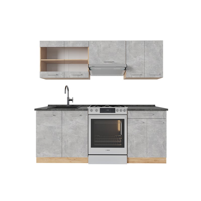 Vicco Aneks kuchenny R-Line, Beton/złoty dąb, 200 cm , BP Antracyt