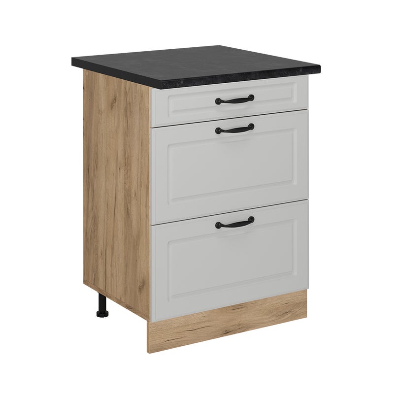 Vicco Szafka dolna do kuchni R-Line, Biały domek wiejski, 60 cm z szufladami, BP Antracyt