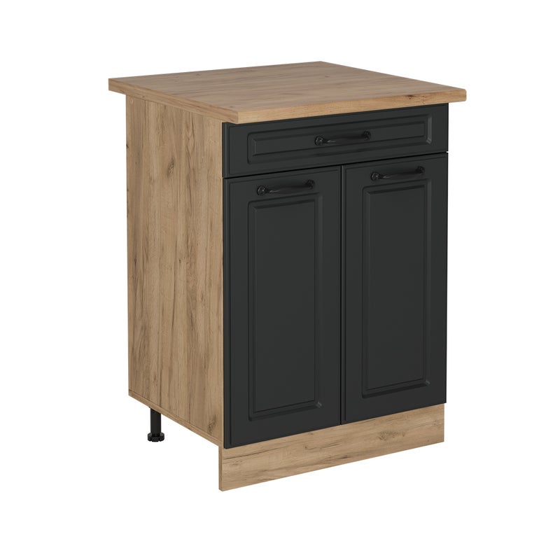 Vicco Szafka dolna do kuchni R-Line, Antracytowy domek wiejski, 60 cm z szufladą, BP Dąb
