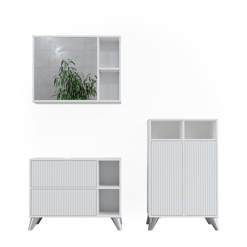 Vicco Zestaw mebli łazienkowych Leano, Biały, 80 cm, zestaw 2