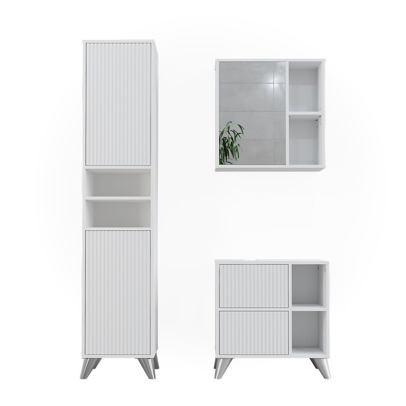 Vicco Zestaw mebli łazienkowych Leano, Biały, 3 części