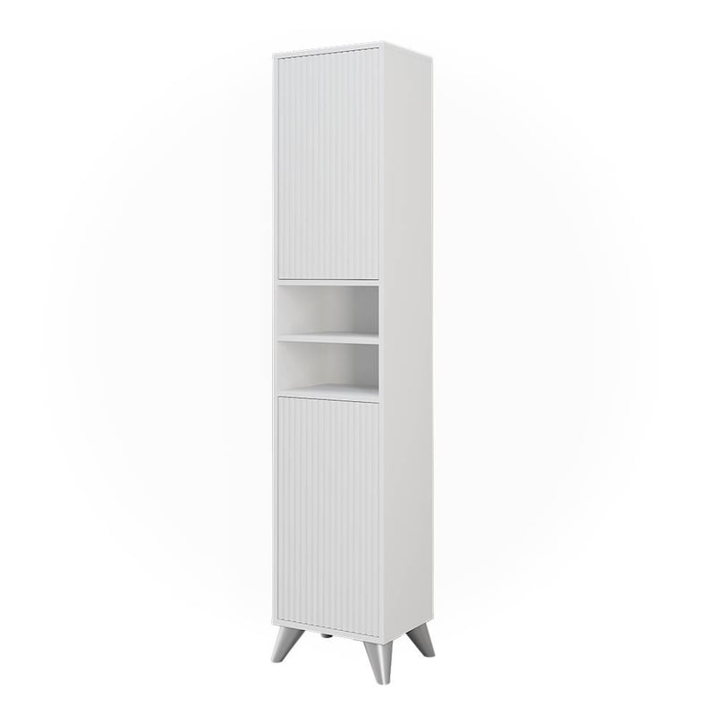 Vicco Szafka łazienkowa Leano, Biały, 38 x 180 cm z 2 drzwiami