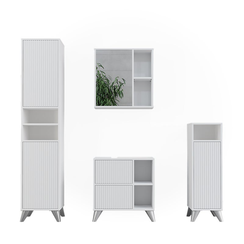 Vicco Zestaw mebli łazienkowych Leano, Biały, 4-częściowy zestaw