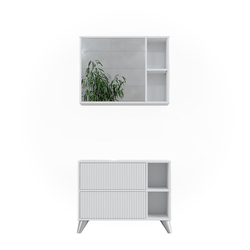 Vicco Zestaw mebli łazienkowych Leano, Biały, 80 cm, zestaw 1