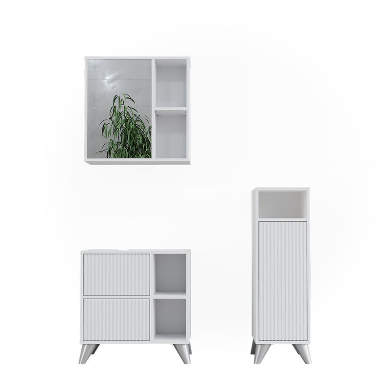 Vicco Zestaw mebli łazienkowych Leano, Biały, 3 części