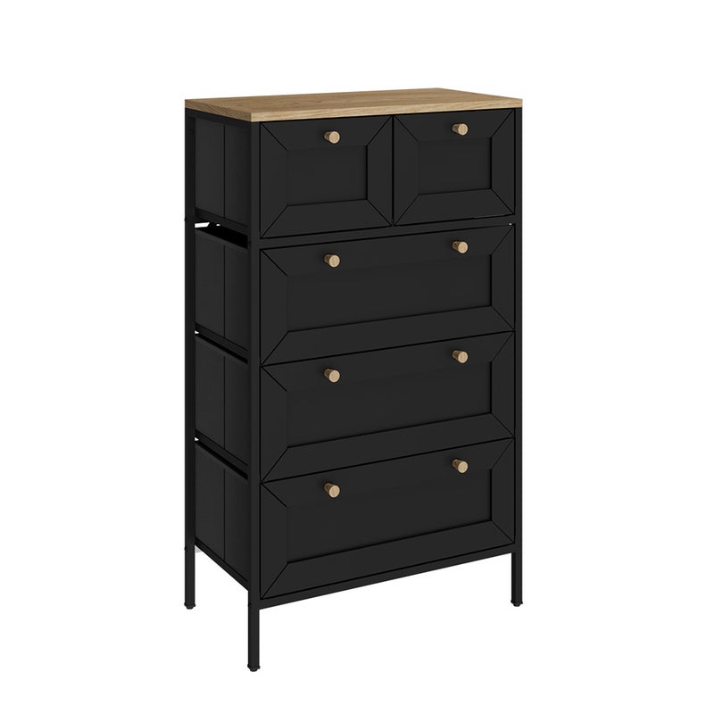 Vicco Komoda Belaro, Czarny, 56 x 95 cm z 5 szufladami