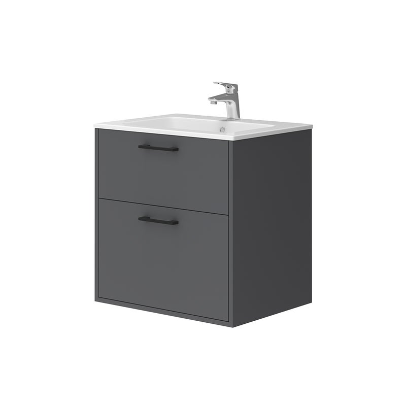 Vicco Zestaw mebli łazienkowych Lanco, Antracyt, 61 x 61.5 cm z umywalką