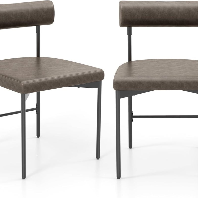 Zestaw 2 krzeseł do jadalni, kuchni ze skóry PCW z wyściełanym oparciem i powierzchnią do siedzenia w kształcie litery U, kuchni (szare, 2)