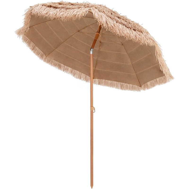 Hawajski parasol przeciwsłoneczny, słomkowy, UPF 50+, zginany w zakresie 30°, parasol ogrodowy, parasol ze słomy, parasol na taras, do ogrodu
