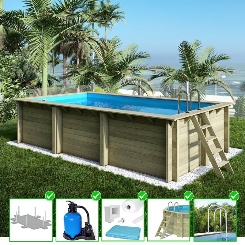 Basen drewniany Aqua ALTANKA 6,1x2,85 - H.1,31 m ze wspornikami przykręcanymi do betonu, BAS7307OSPL, 1szt.