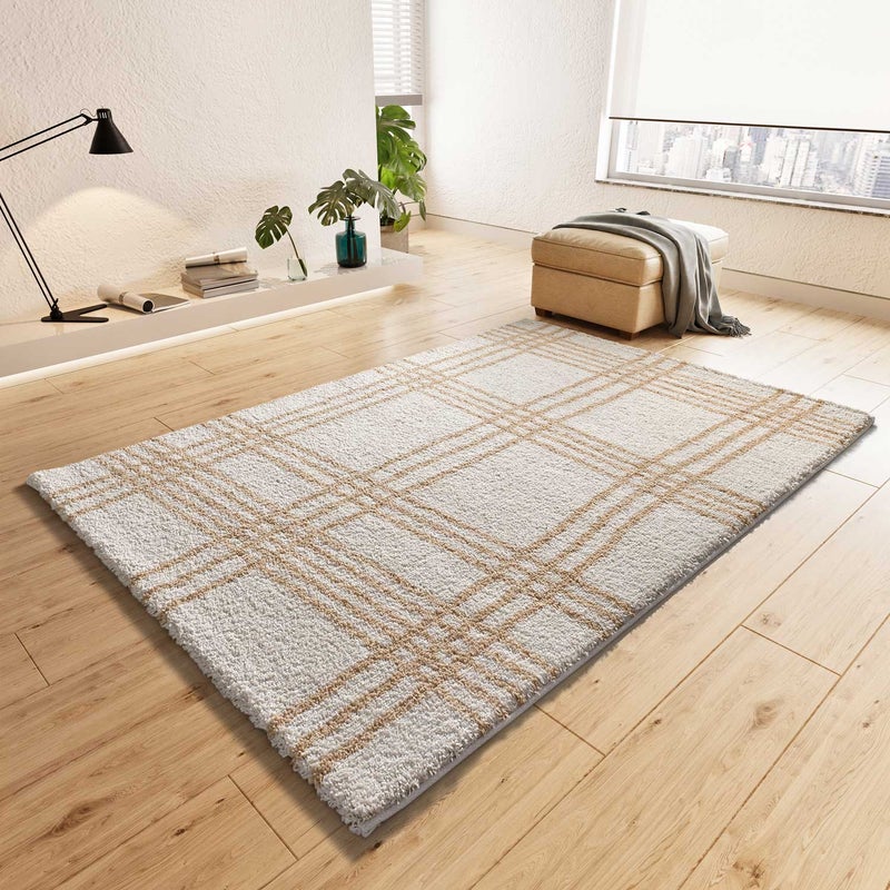 Prostokątny beżowy dywan do wnętrz 80 x 150 cm HELIA Nordic shaggy - ATTICGO
