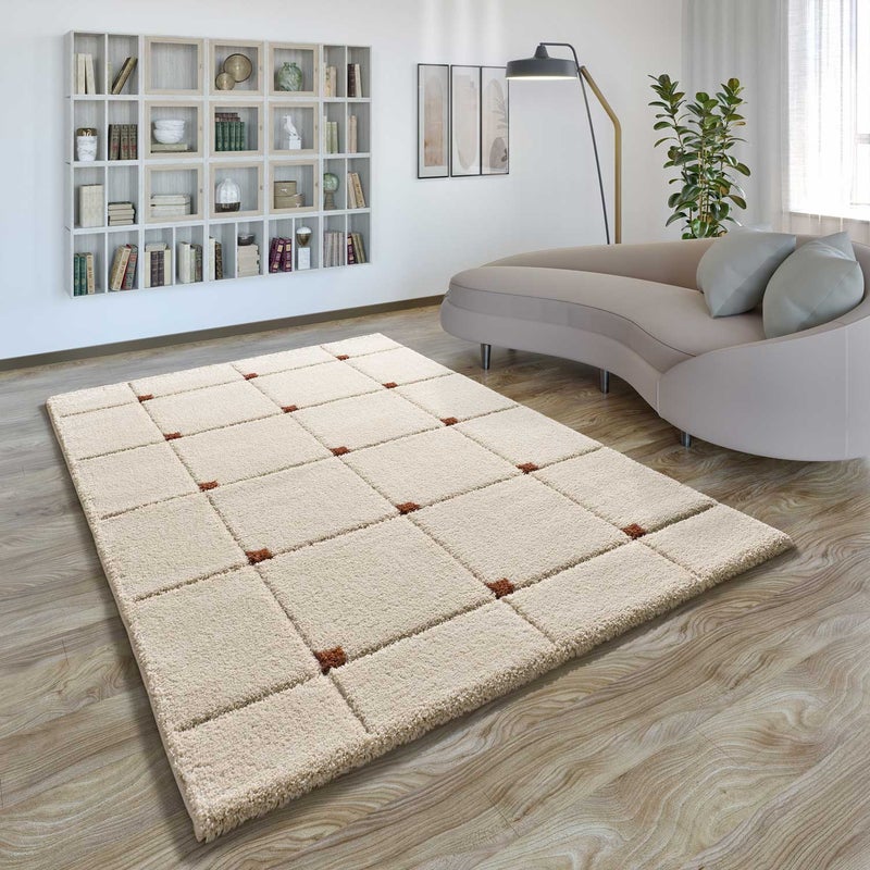 Prostokątny dywan do kotła 160 x 230 cm BRENDA shaggy geometryczny - ATTICGO