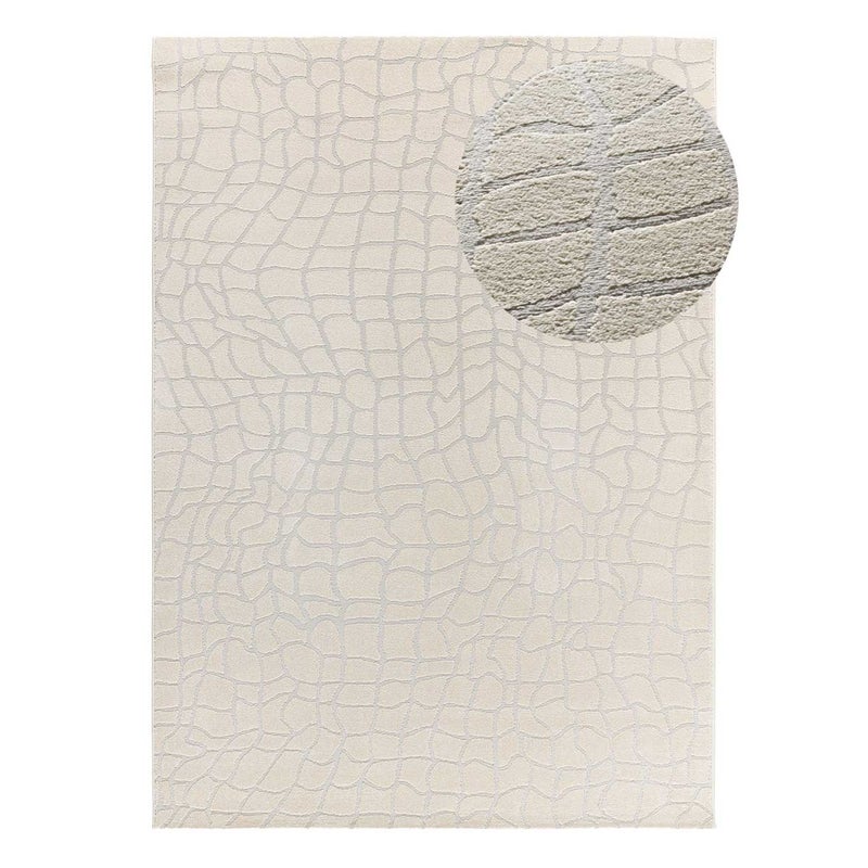 Prostokątny srebrny dywan wewnętrzny 80 x 150 cm BARESA nowoczesny srebrny tłoczony - ATTICGO