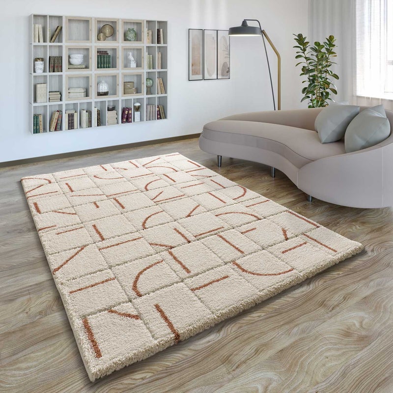 Prostokątny dywan do kotła 60 x 120 cm BRENDA shaggy geometryczny - ATTICGO