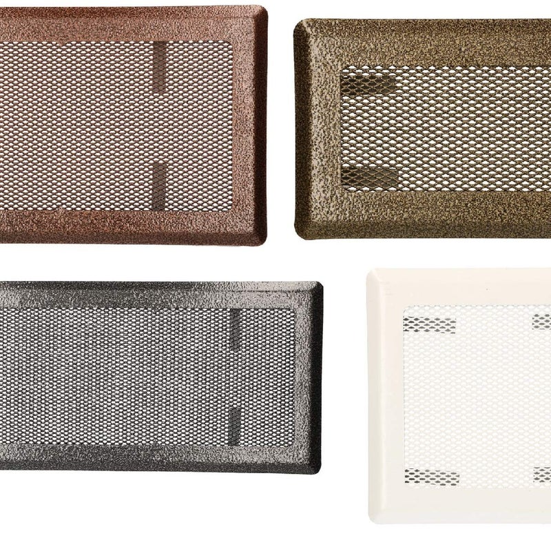 Kratka wentylacyjna kominkowa metalowa 16x45 cm złota - KOTARBAU