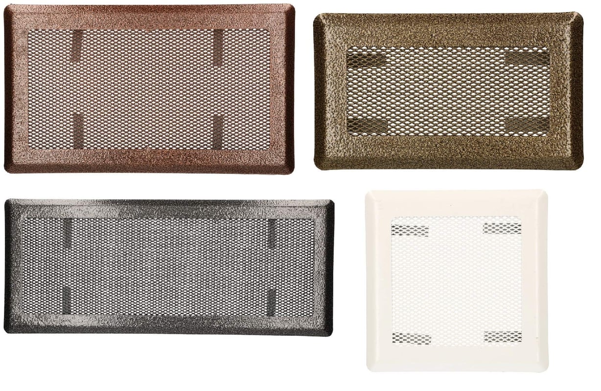 Kratka wentylacyjna prostokątna kominkowa metalowa miedź antyk 16x30cm - KOTARBAU