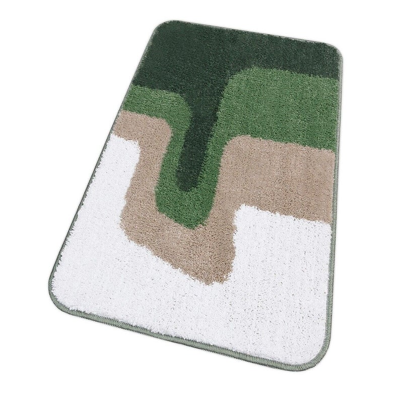 Zestaw 3 Dywaników Mata łazienkowa Dywanik Przyłóżkowy Gładkie Włosy Miękki Absorbent Antypoślizgowy Zmywalny Zielony