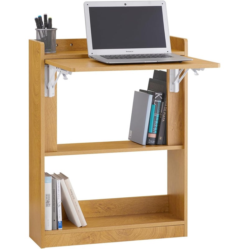 SoBuy Składane biurko z regałem Wąska szafka Stół komputerowe Regał Półka FWT92-N